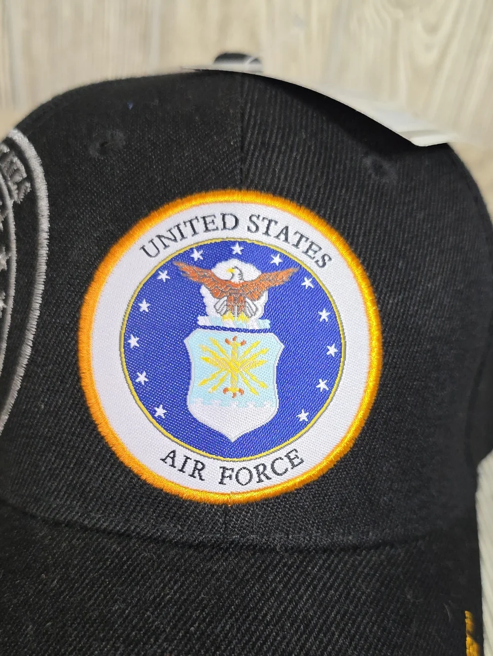 U.S. Air Force Black Big Logo Cap Embroidered Adjustable Hat NWT